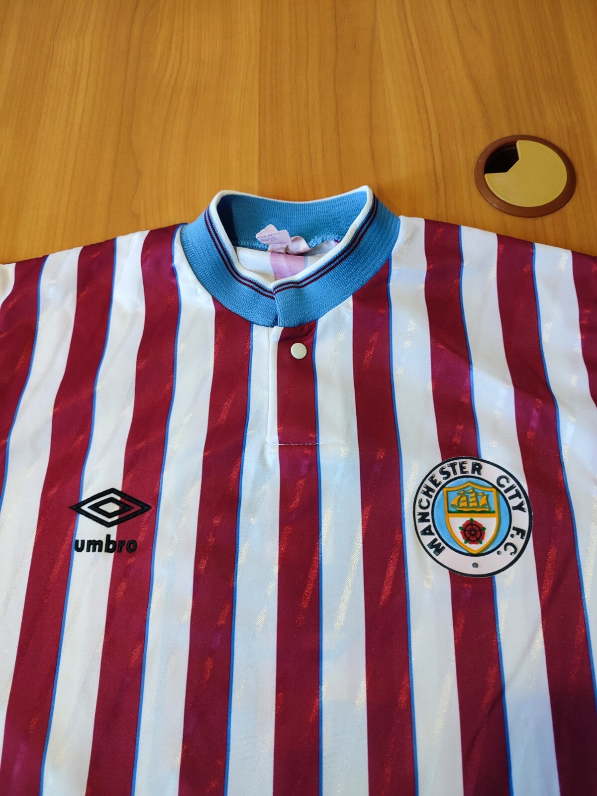 VINTAGE Manchester City 1988 1989 away Size L Umbro football soccer shirt jersey