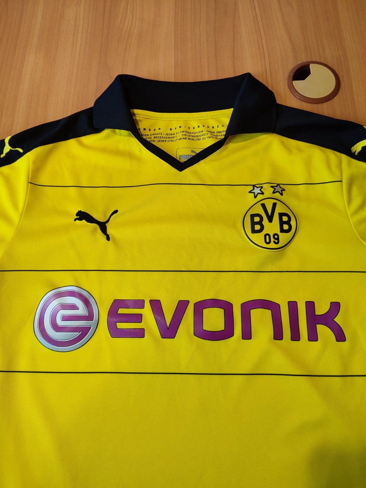 Borussia Dortmund 2015 2016 home Sz M BVB Puma jersey shirt football kit trikot