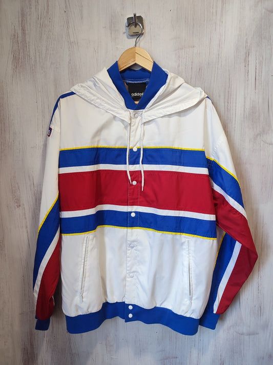 VINTAGE France 1990's Sz L Adidas buttons track suit jacket pants training 90's