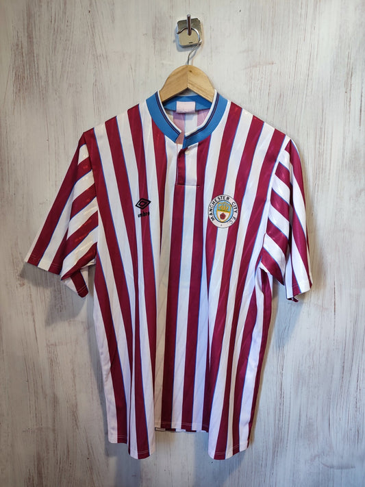 VINTAGE Manchester City 1988 1989 away Size L Umbro football soccer shirt jersey