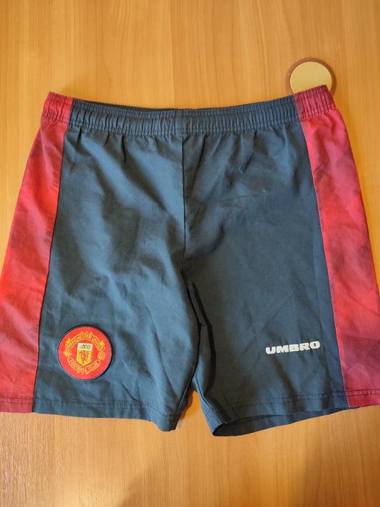 VINTAGE Manchester United 1996 1997 home Sz 28" Umbro soccer football shorts kit