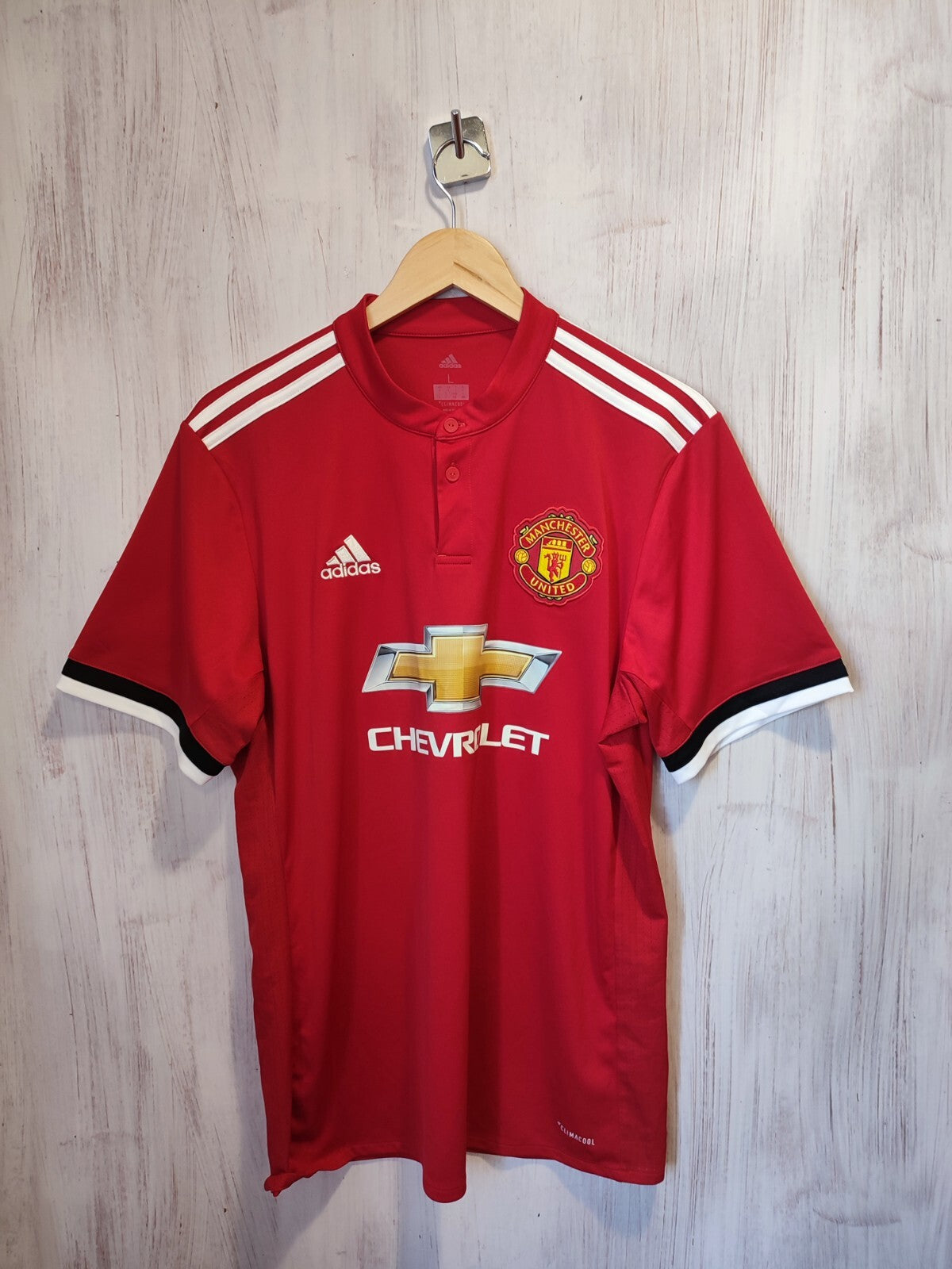 Manchester United 2017 2018 home Size L Adidas soccer shirt jersey football kit