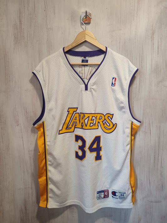 AUTHENTIC Los Angeles Lakers Shaquille O'Neal Sz L jersey shirt kit Champion 44