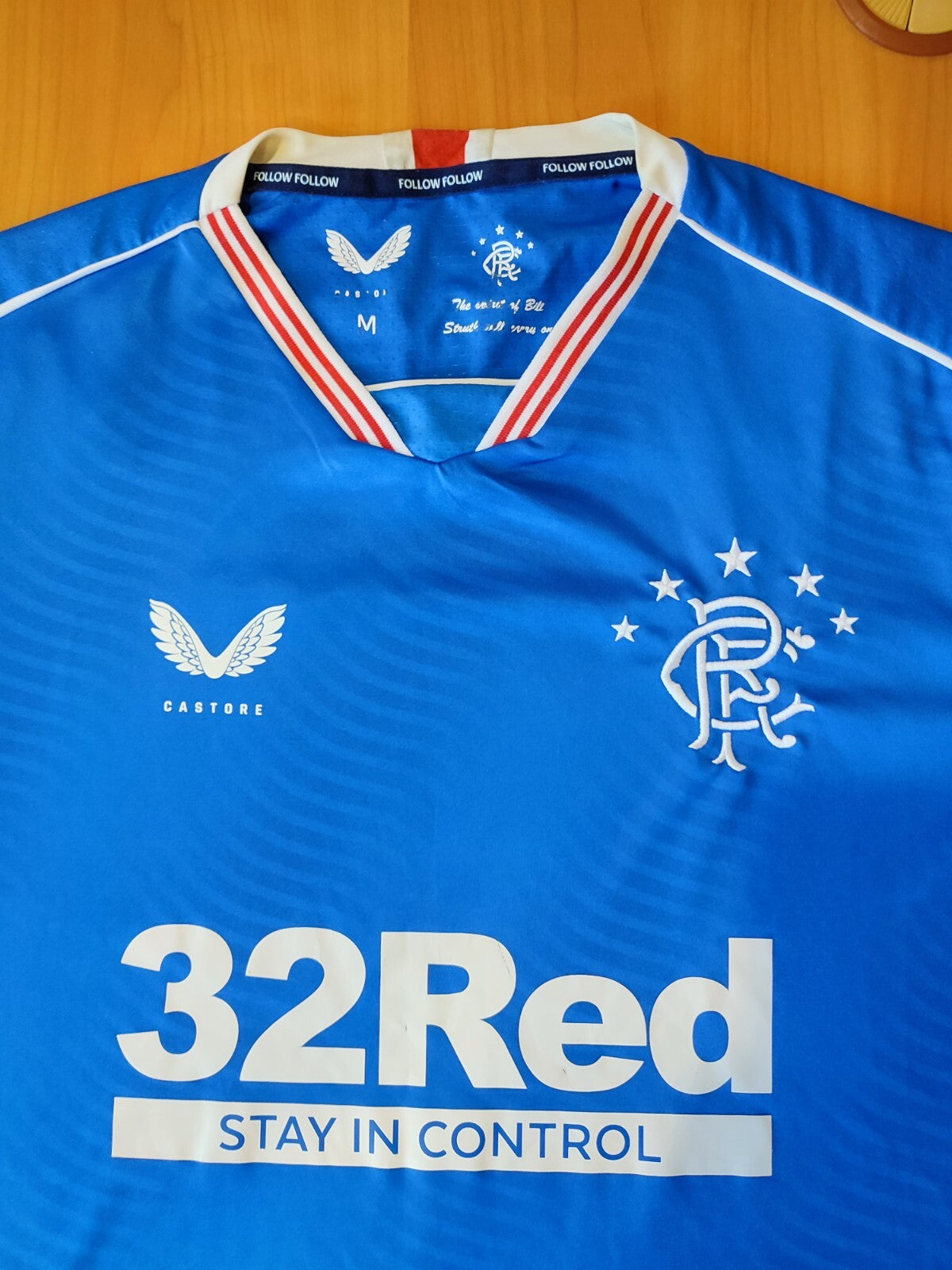 Glasgow Rangers 2020 2021 home Sz M football shirt jersey soccer Castore kit tee