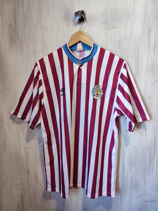 VINTAGE Manchester City 1988 1989 away Size L Umbro football soccer shirt jersey