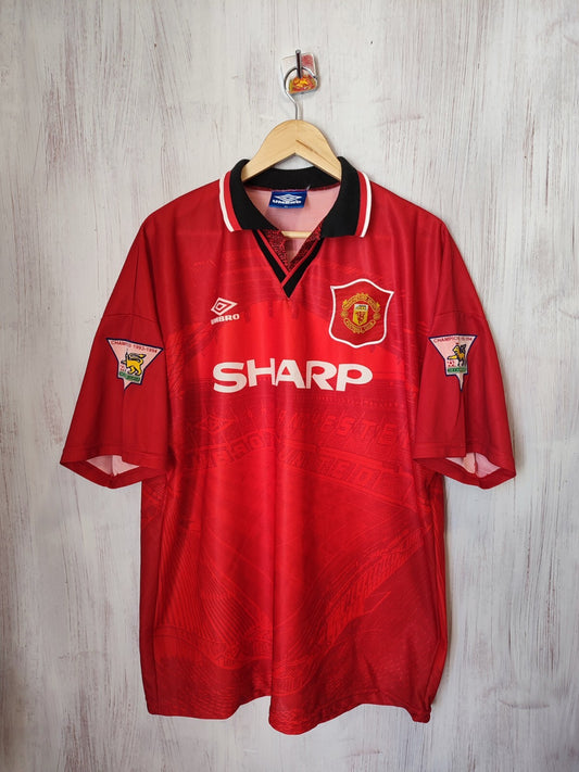 Manchester United 1994 1995 1996 home Umbro Sz XL shirt jersey soccer kit Keane