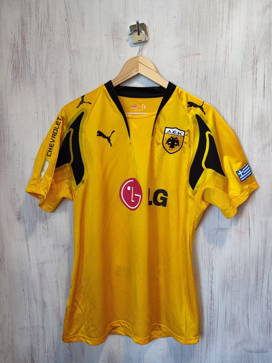 AEK Athens 2007 2008 home Sz L Puma shirt jersey football soccer kit tee vintage