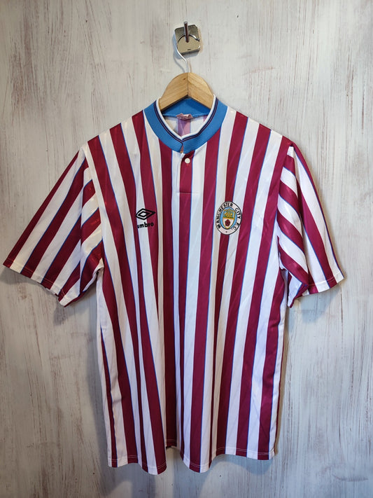 VINTAGE Manchester City 1988 1989 away Size L Umbro football soccer shirt jersey