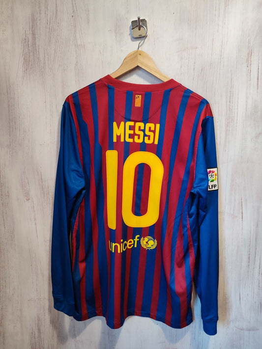 FC Barcelona 2011 2012 home Sz L maillot shirt jersey football soccer L/S Messi