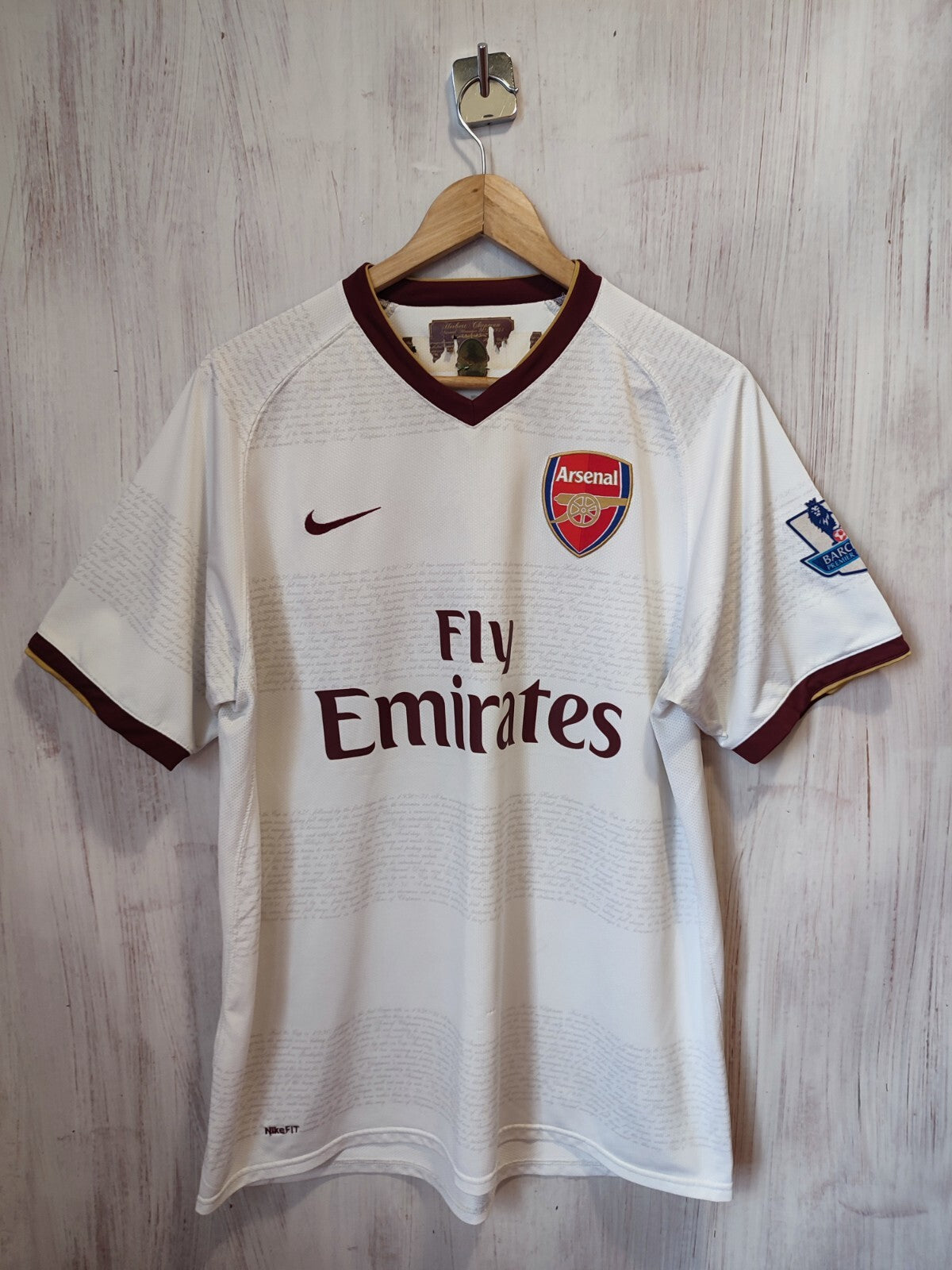 Arsenal London 2007 2008 away Sz L Nike shirt jersey football soccer kit trikot