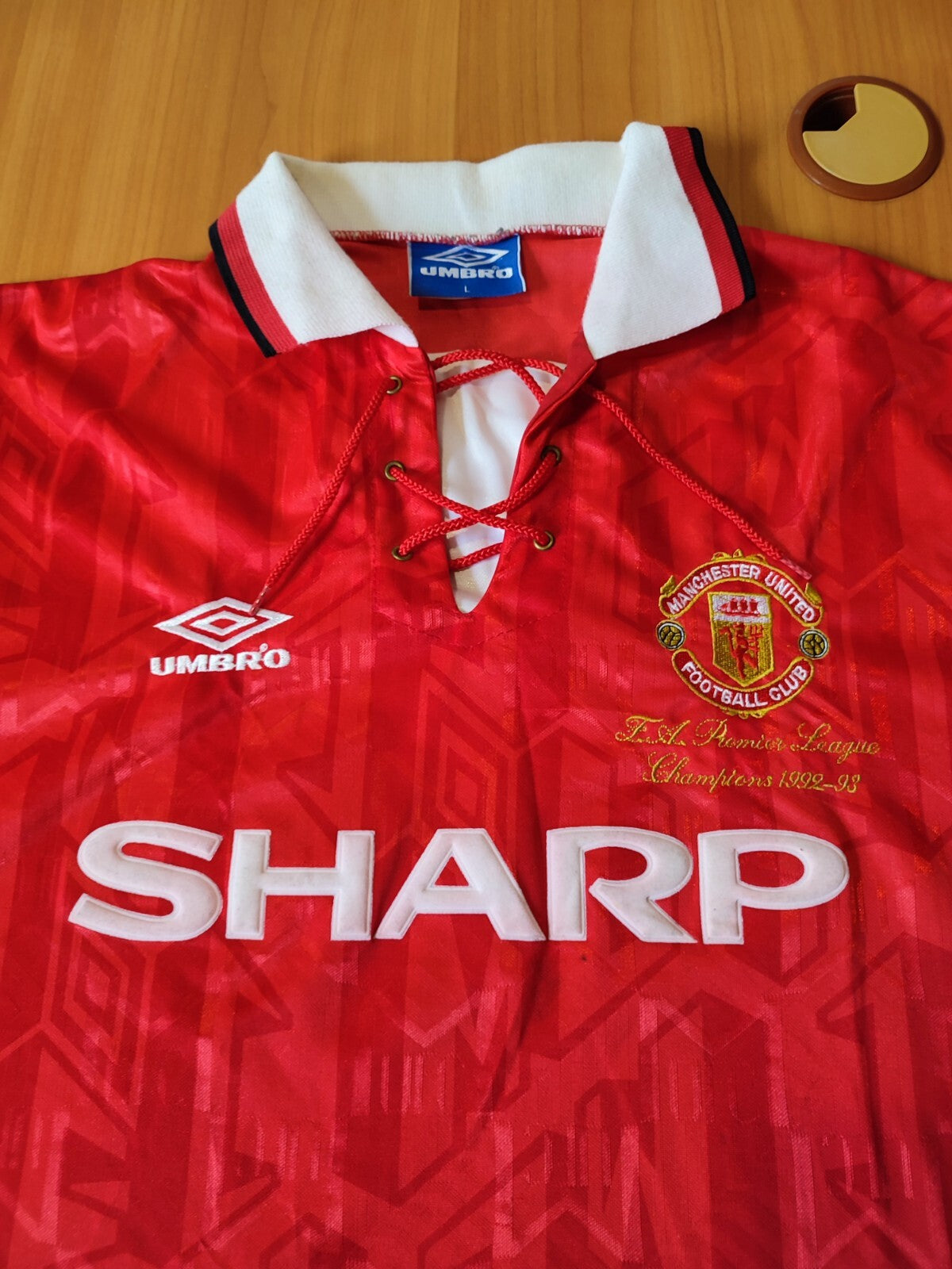 AUTHENTIC Manchester United 1992 1993 1994 home Umbro Sz L shirt jersey football