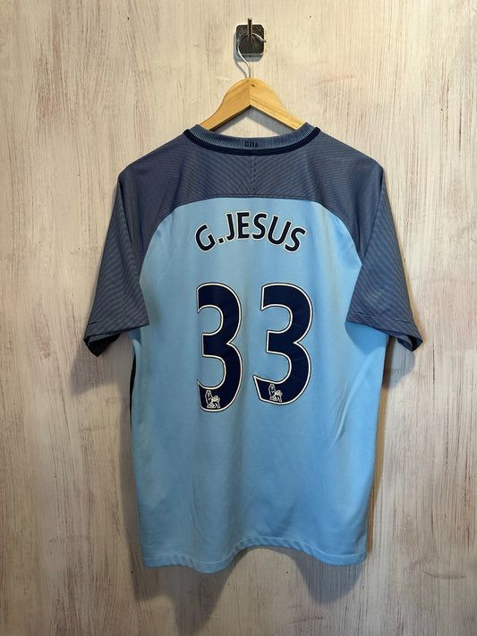 Manchester City 2016 2017 home Sz L Nike soccer shirt jersey football Jesus kit