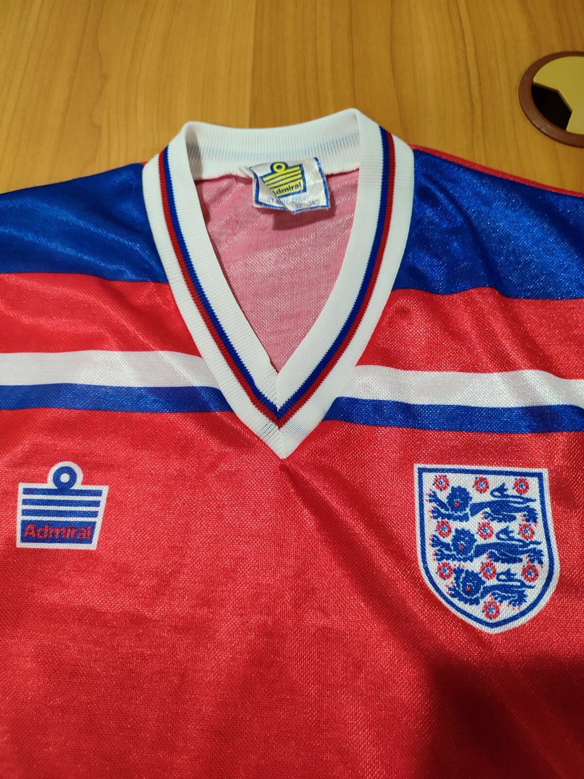 England 1980 1981 1982 1983 away Sz 32"-34" Admiral soccer football jersey shirt