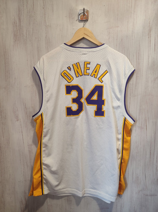 AUTHENTIC Los Angeles Lakers Shaquille O'Neal Sz L jersey shirt kit Champion 44