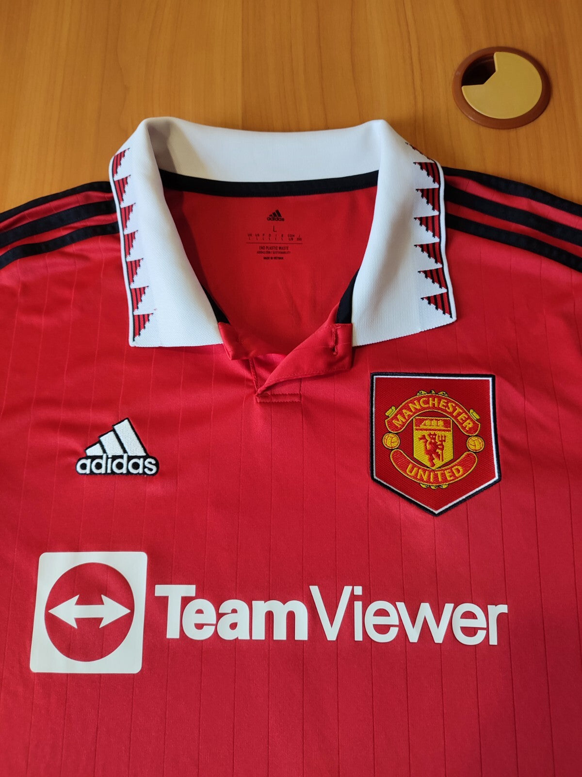 Manchester United 2022 2023 home Sz L Adidas soccer shirt jersey kit tee Ronaldo