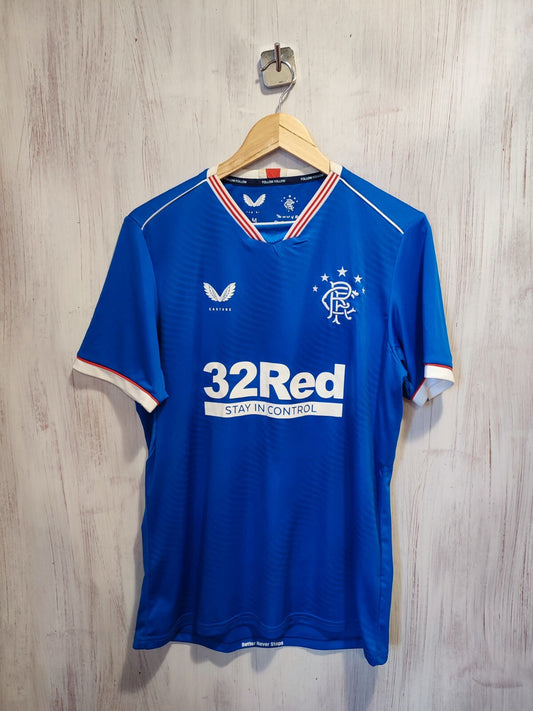 Glasgow Rangers 2020 2021 home Sz M football shirt jersey soccer Castore kit tee
