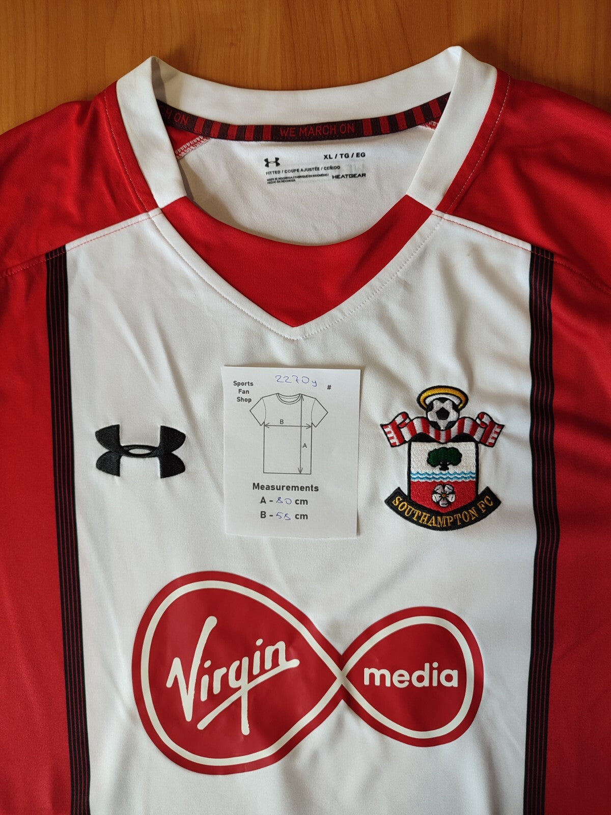Southampton 2017 2018 home Size XL Under Armour football soccer shirt jersey kit