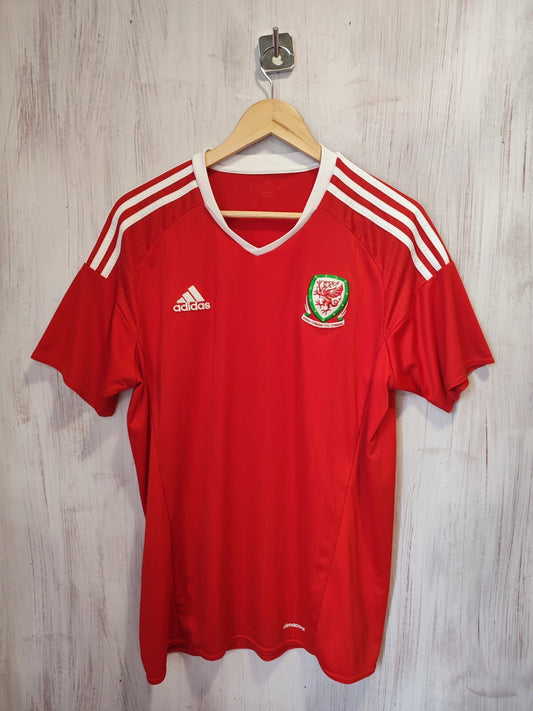 Wales national team 2016 2017 home Sz M football shirt jersey soocer kit Adidas