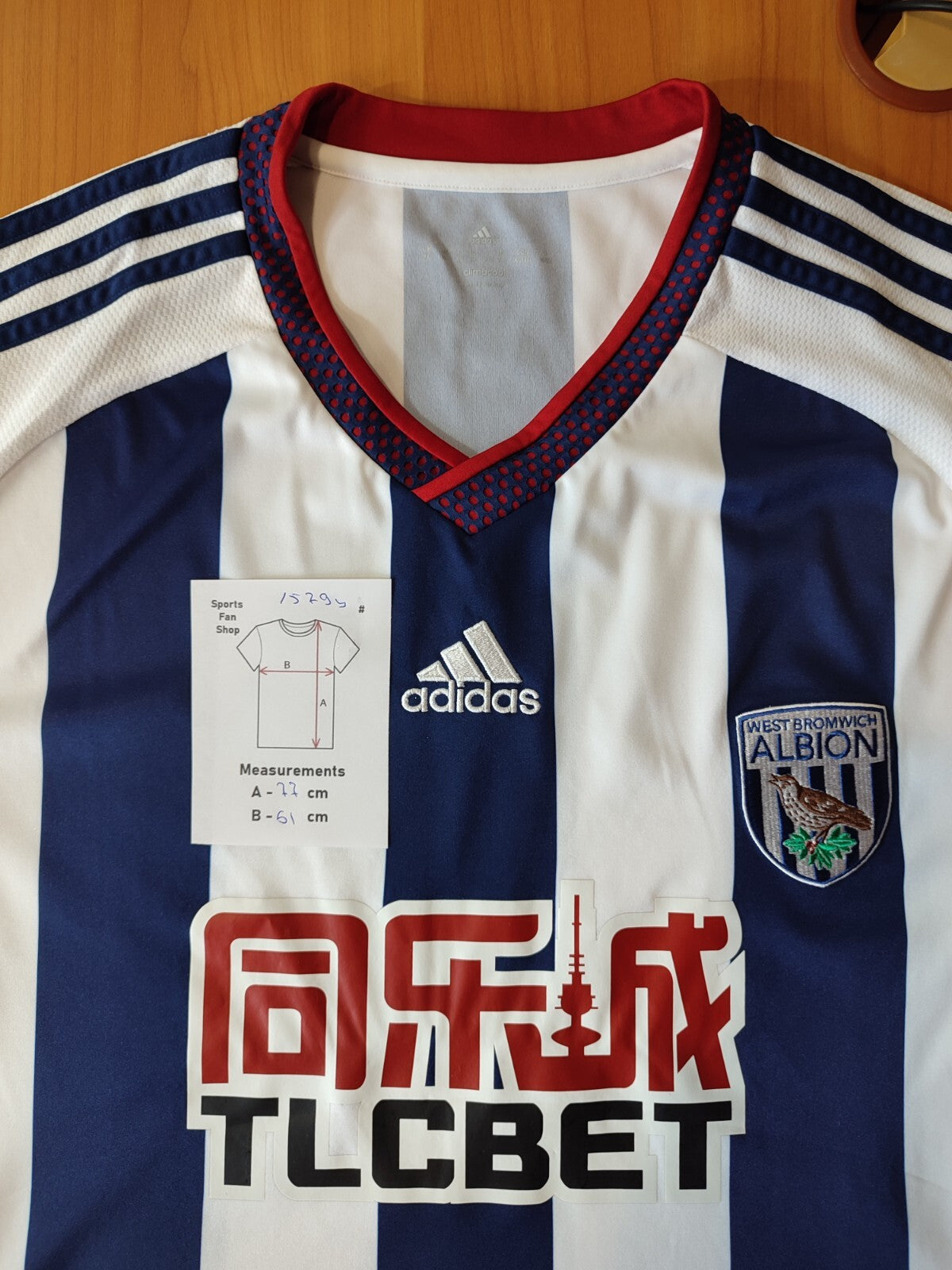 West Bromwich Albion 2015 2016 home Sz XL Adidas football shirt jersey soccer