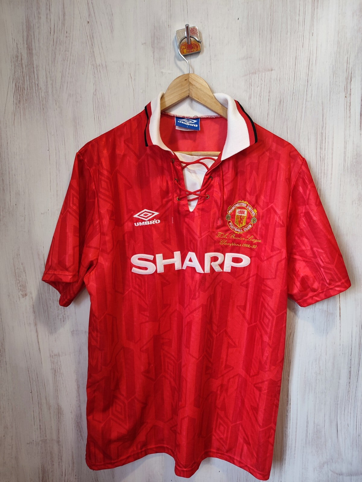 AUTHENTIC Manchester United 1992 1993 1994 home Umbro Sz L shirt jersey football