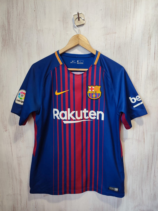 FC Barcelona 2017 2018 home Sz M Nike shirt jersey soccer football kit tee Messi