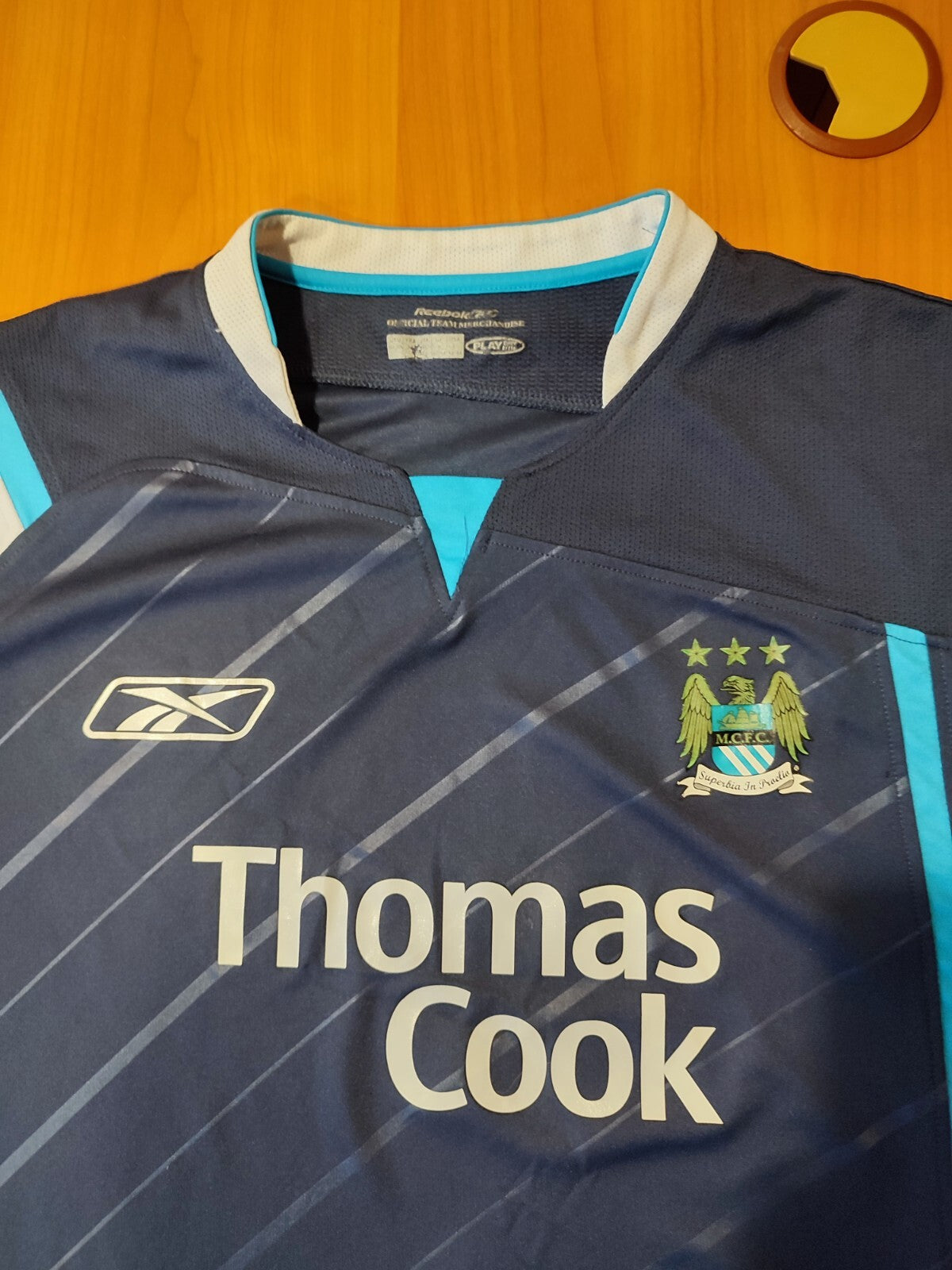 Manchester City 2005 2006 away Sz L shirt jersey soccer football kit tee Reebok