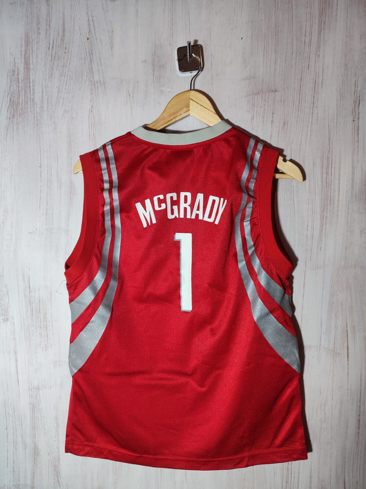 Kids 14-16y Houston Rockets #1 McGrady Size L Reebok jersey shirt kit tee Youth