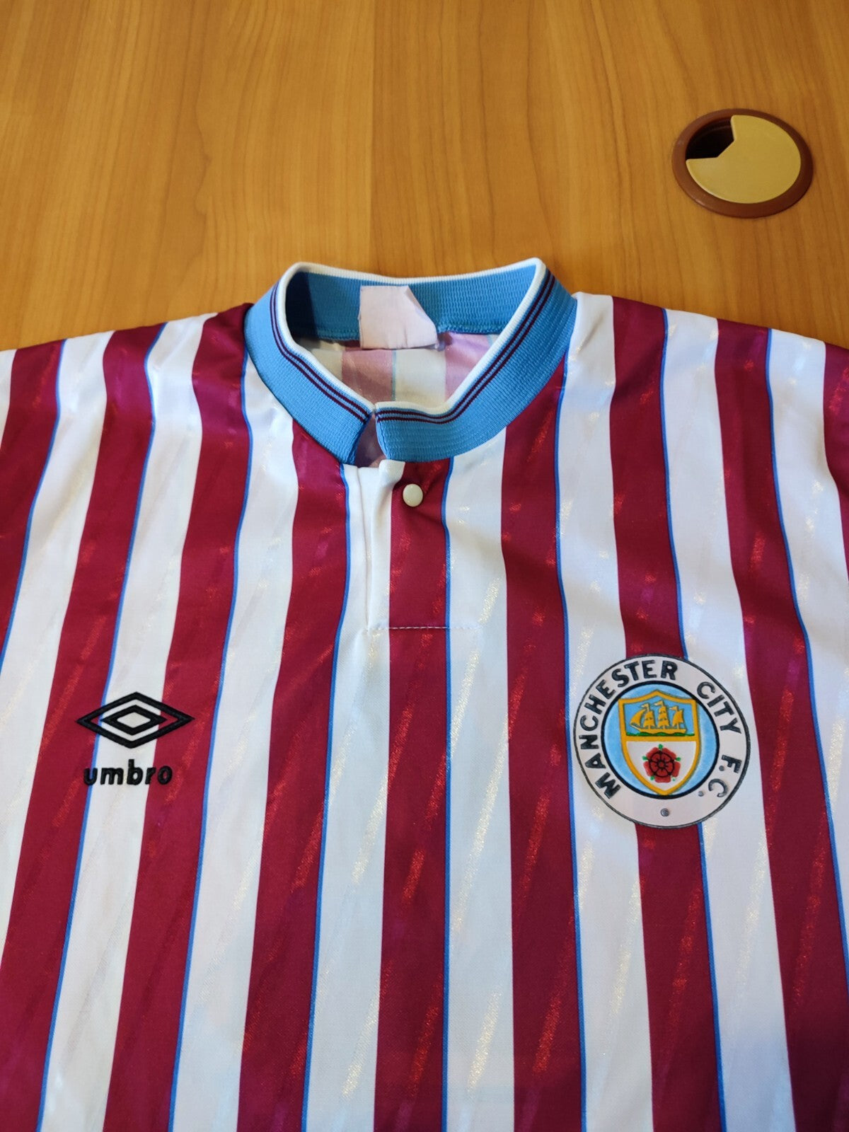 VINTAGE Manchester City 1988 1989 away Size L Umbro football soccer shirt jersey