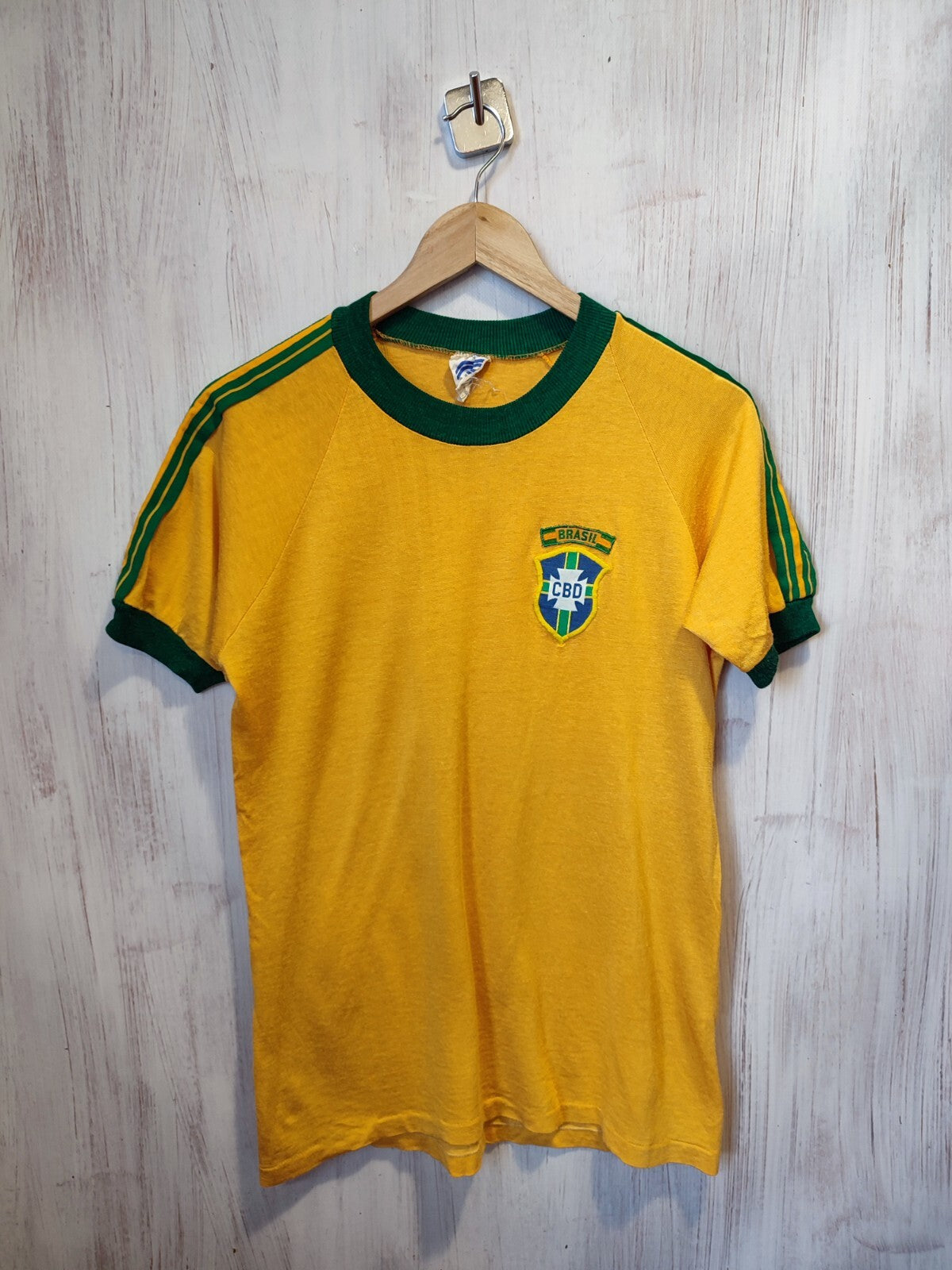Brasil 1980's home Sz S shirt jersey soccer football kit Brazil maillot tee 80's
