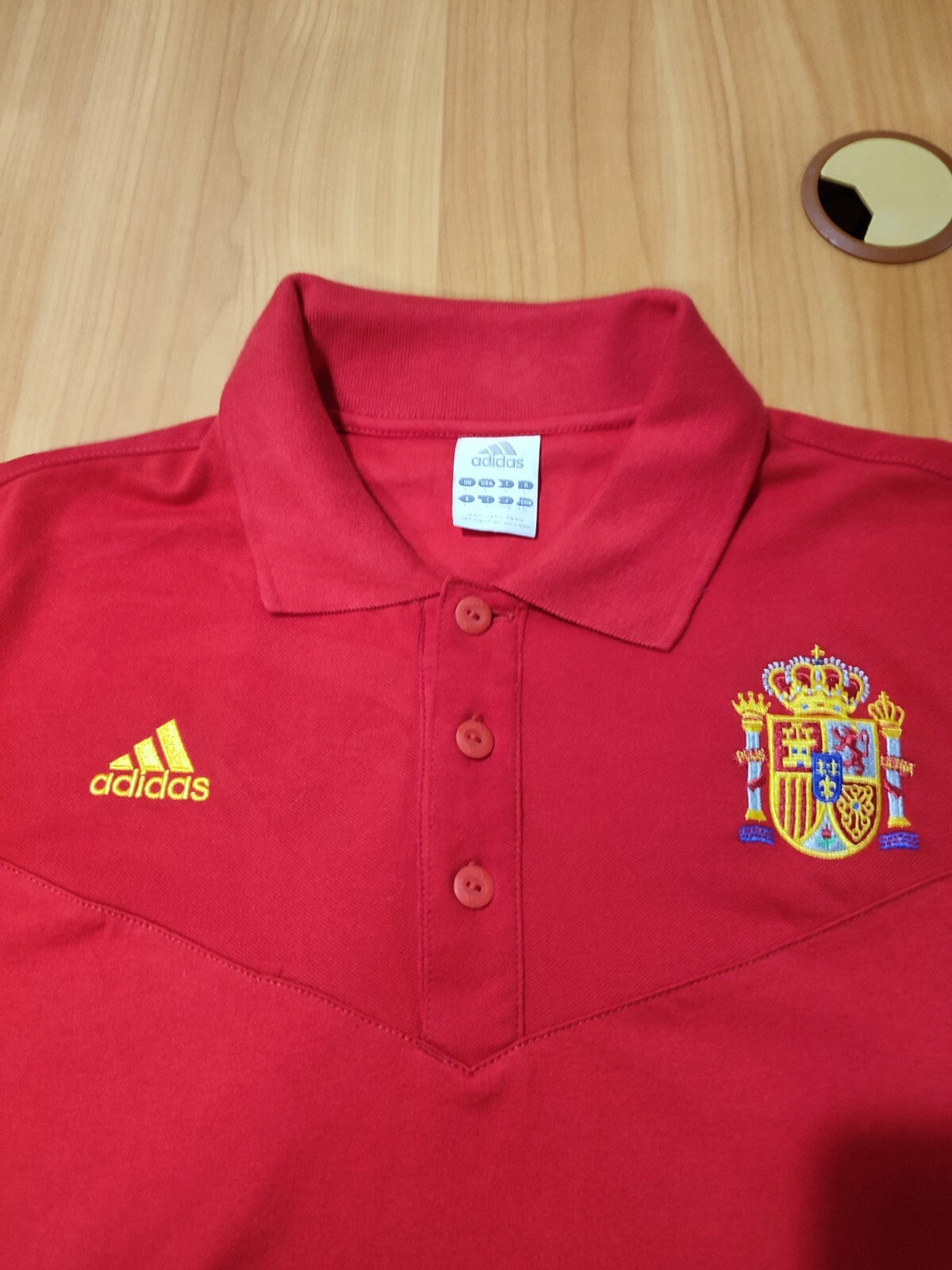 Spain 2008 2009 polo Size L Adidas shirt jersey football soccer kit tee vintage