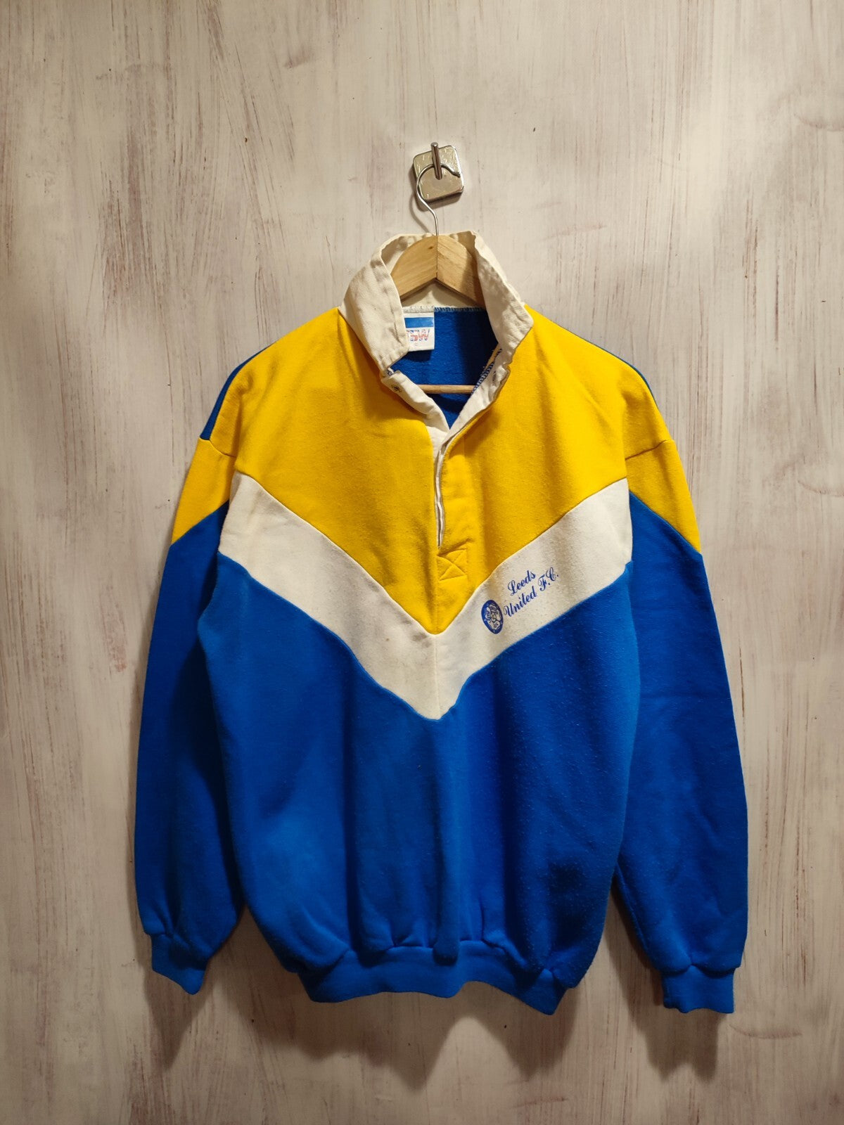 Leeds United 1990's Sz XL soccer football jacket kit top sweter JSW 90's VINTAGE