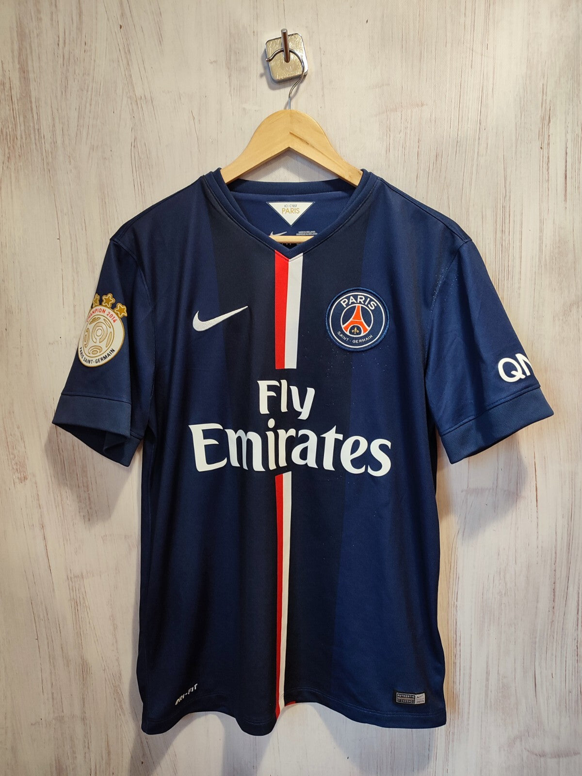 Paris Saint-Germain 2014 2015 home Size M jersey shirt soccer kit PSG David Luiz