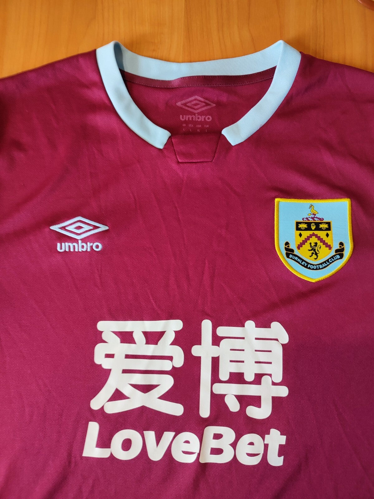 Burnley 2019 2020 home Size L Umbro football shirt soccer jersey trikot kit tee