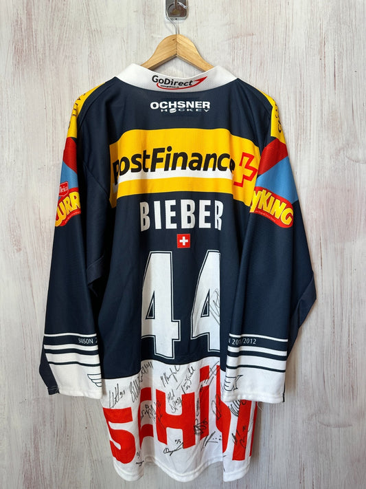 EHC Kloten Flyers #44 Bieber MATCH WORN? Sz XL Ice Hockey jersey shirt kit swiss