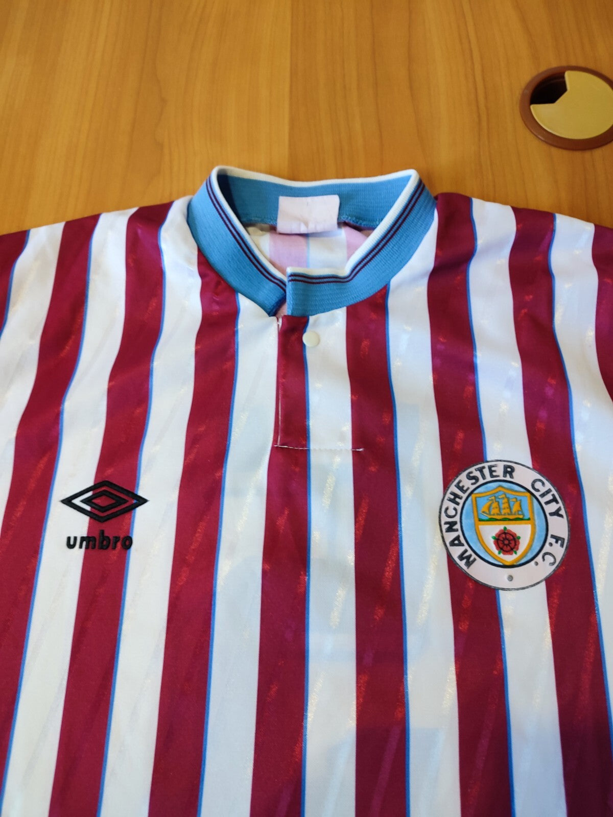 VINTAGE Manchester City 1988 1989 away Size L Umbro football soccer shirt jersey