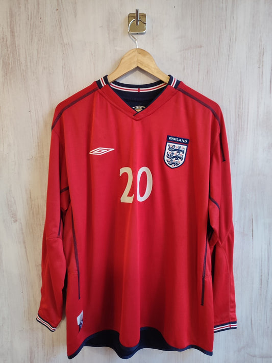 England 2002 2003 2004 #20 Vassell Away Sz XL REVERSIBLE Umbro shirt jersey kit