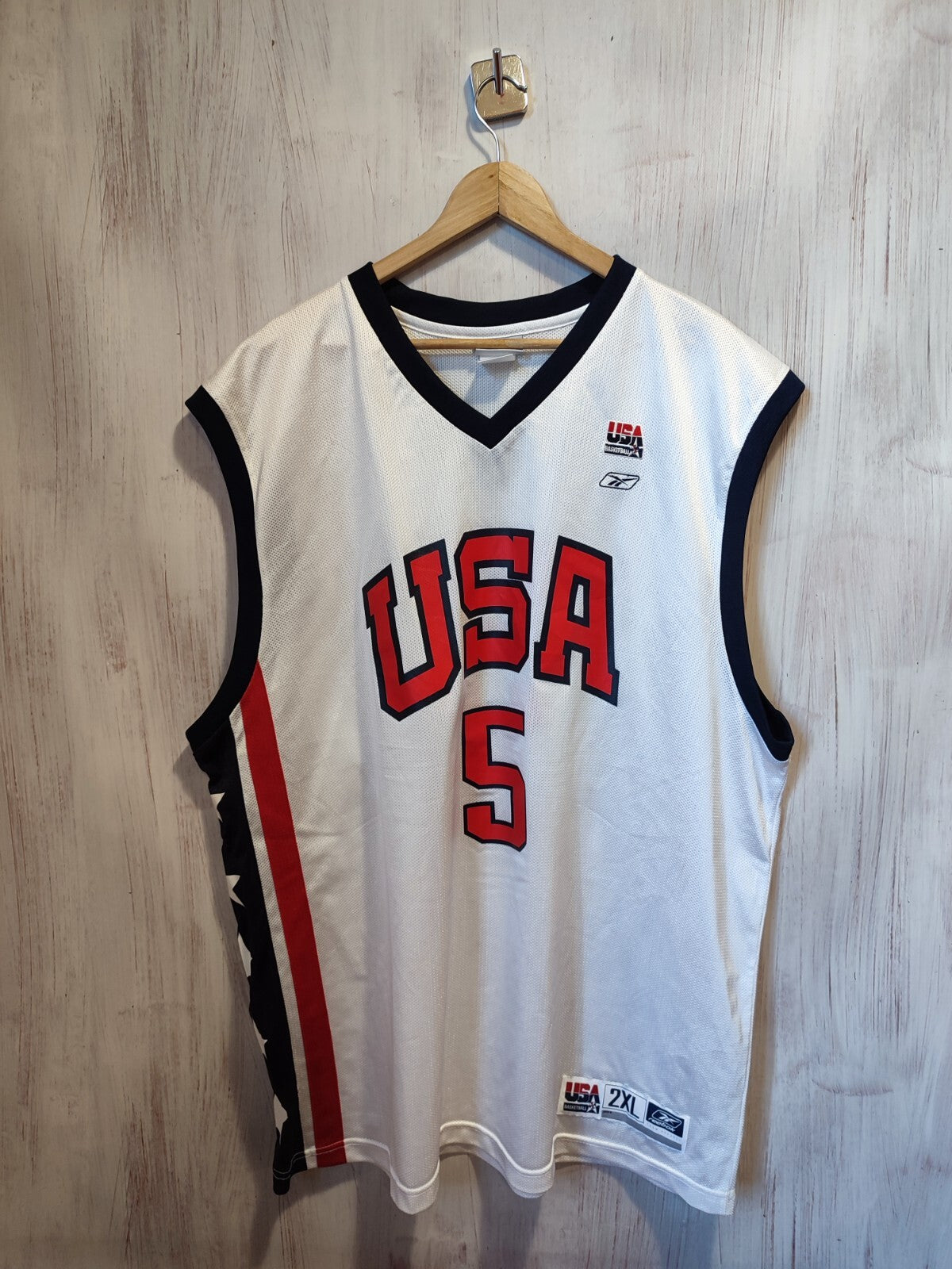 USA NATIONAL TEAM BASKETBALL JERSEY #5 KIDD REEBOK VINTAGE SZ 2XL ADULT XXL KIT