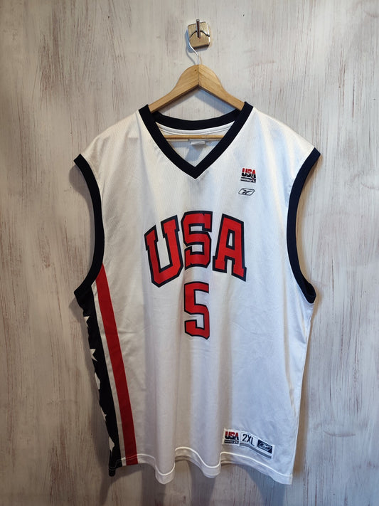 USA NATIONAL TEAM BASKETBALL JERSEY #5 KIDD REEBOK VINTAGE SZ 2XL ADULT XXL KIT