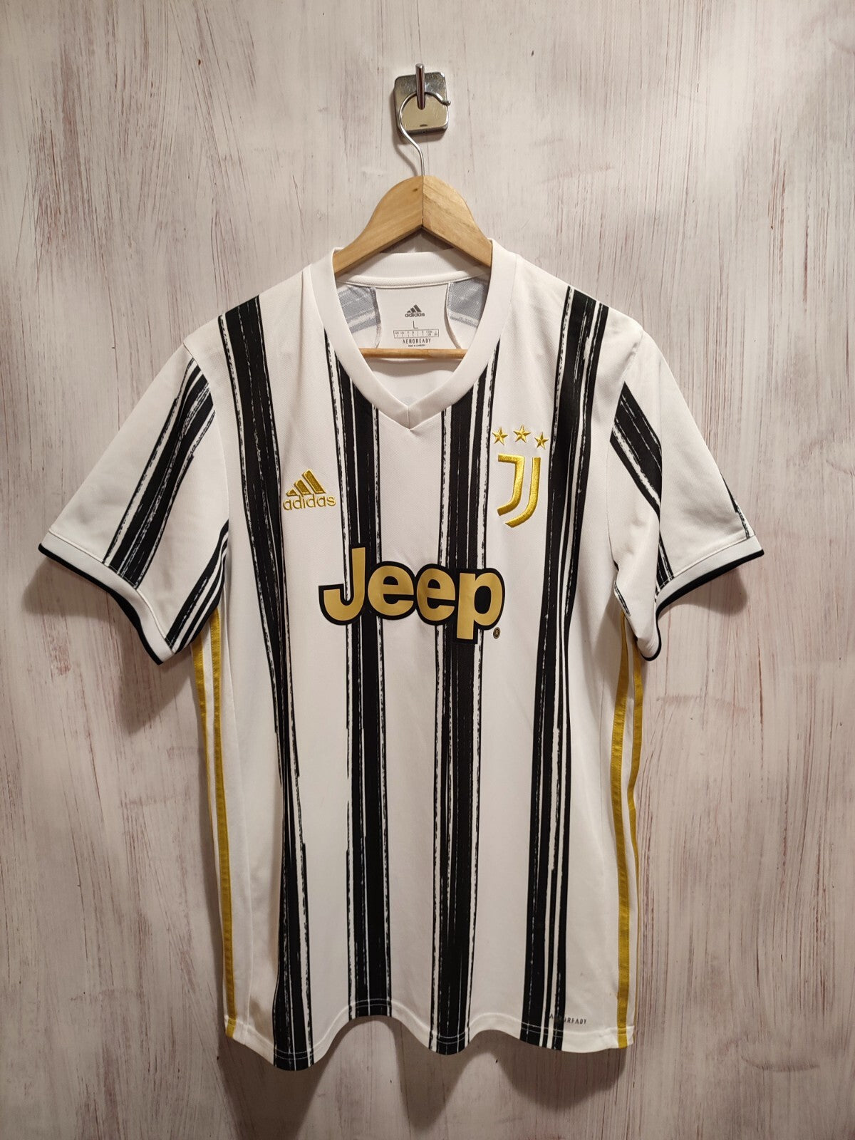 Juventus 2020 2021 home Sz L Adidas shirt jersey soccer football kit tee Ronaldo