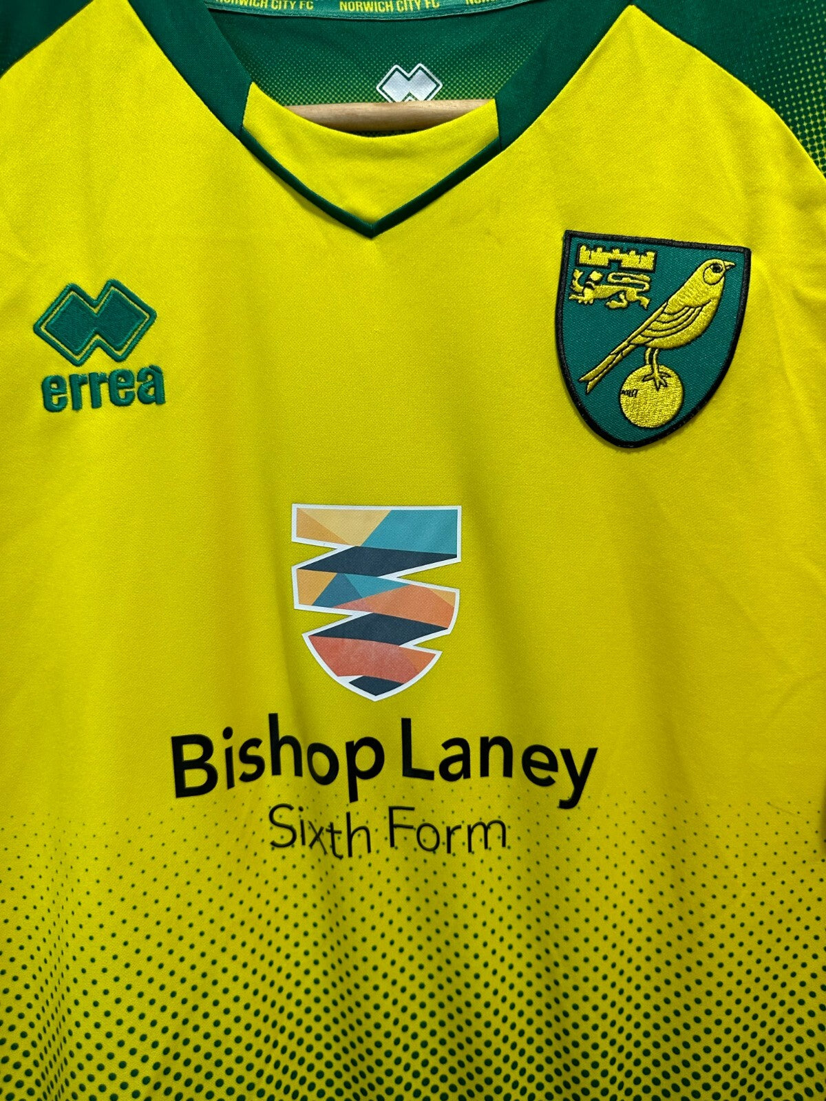 FC Norwich City 2020 2021 home Size L Errea shirt soccer football jersey kit