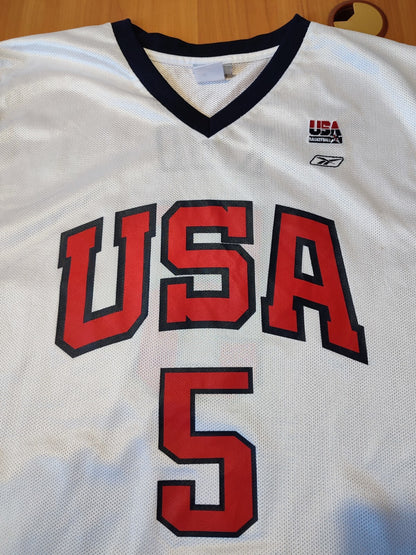 USA NATIONAL TEAM BASKETBALL JERSEY #5 KIDD REEBOK VINTAGE SZ 2XL ADULT XXL KIT