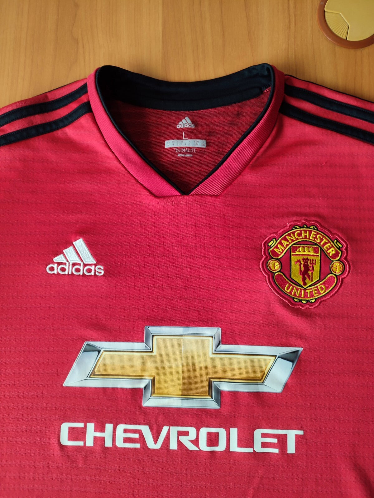 Manchester United 2018 2019 Home Size L Adidas soccer shirt jersey football kit