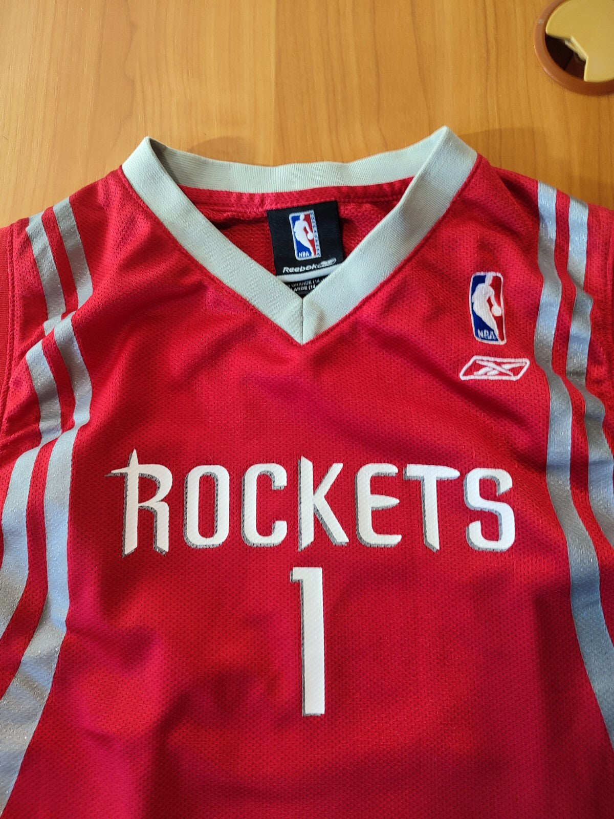 Kids 14-16y Houston Rockets #1 McGrady Size L Reebok jersey shirt kit tee Youth