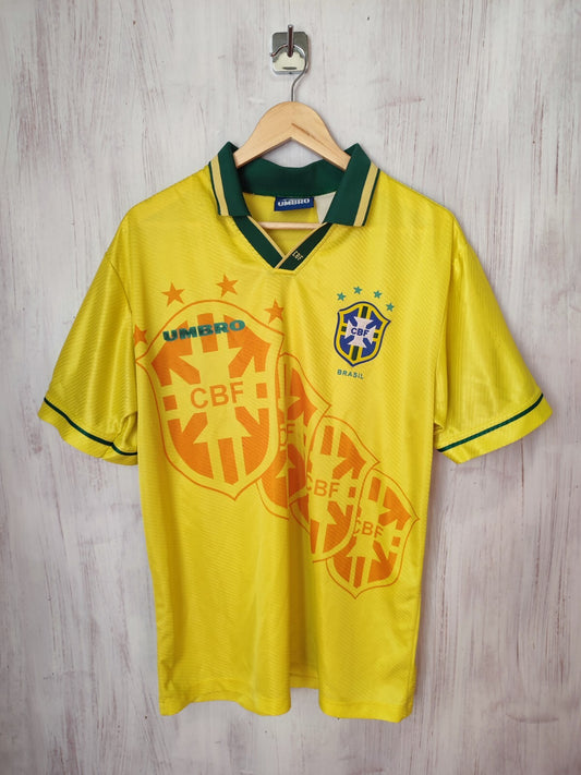 Brasil 1994 1995 1996 1997 home Sz L soccer shirt football kit Brazil jersey tee