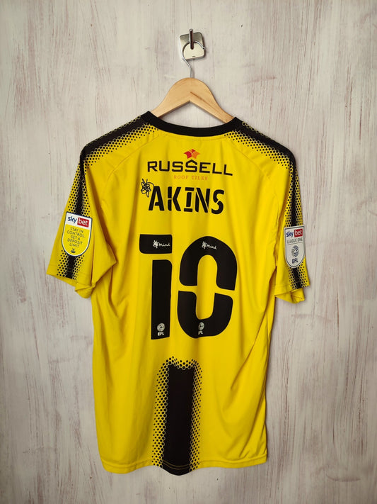 Burton Albion FC 2021 2022 home Sz L soccer shirt jersey football Brewers Akins