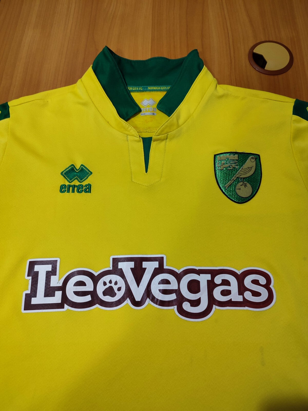FC Norwich City 2017 2018 home Size S Errea shirt soccer football jersey kit tee