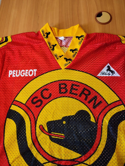 VINTAGE SC Bern 1989 1990 Size S ice hockey Swiss jersey shirt trikot kit Blacky