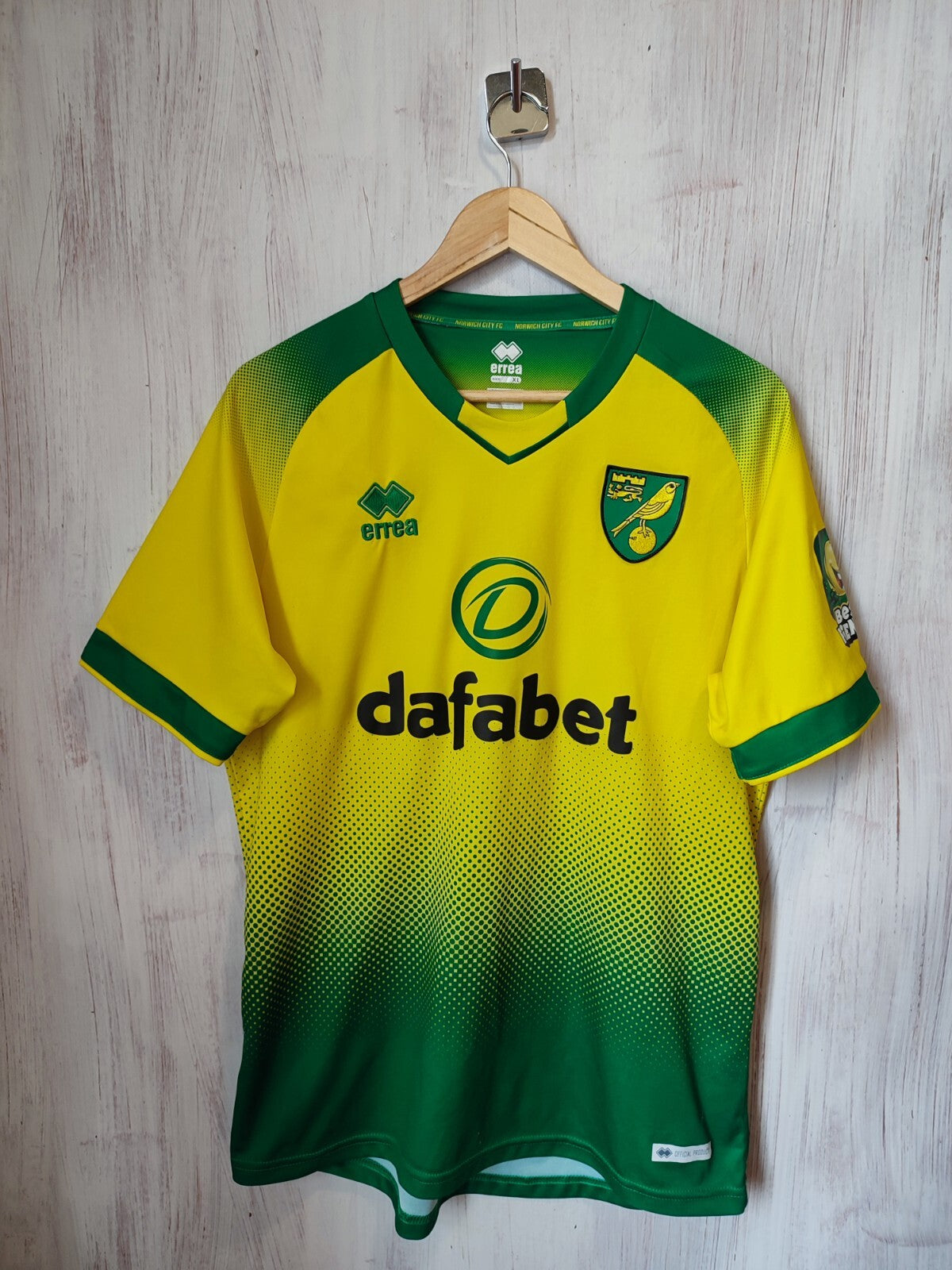 FC Norwich City 2019 2020 home Sz XL Errea shirt soccer football jersey kit tee