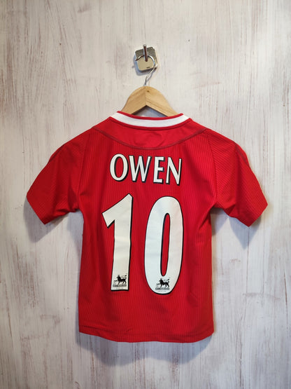 Kids Sz M FC Liverpool 2002 2003 2004 home shirt soccer football jersey kit Owen