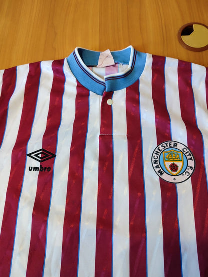 VINTAGE Manchester City 1988 1989 away Size L Umbro football soccer shirt jersey